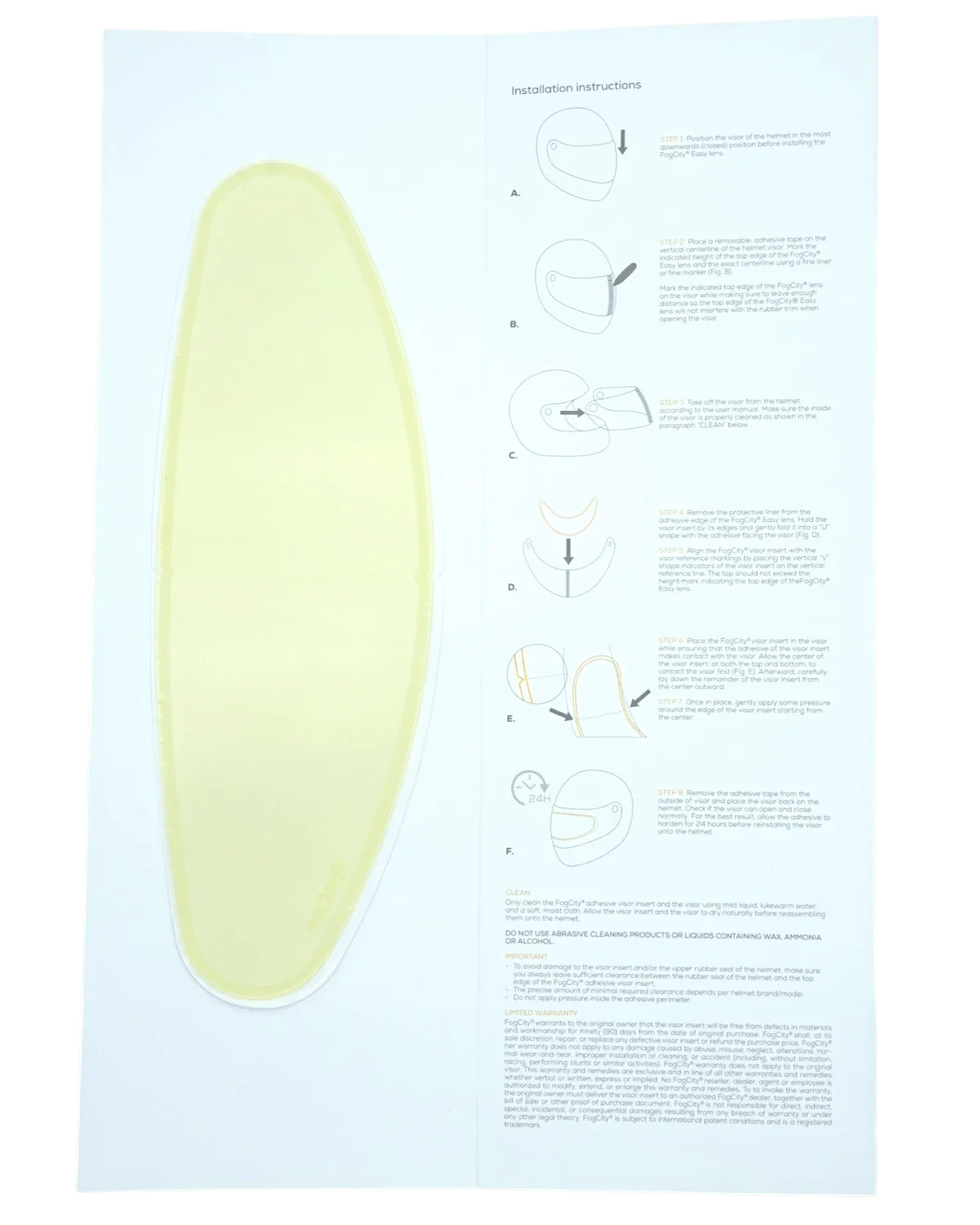 Fog City anti-fog visor insert - Image 3
