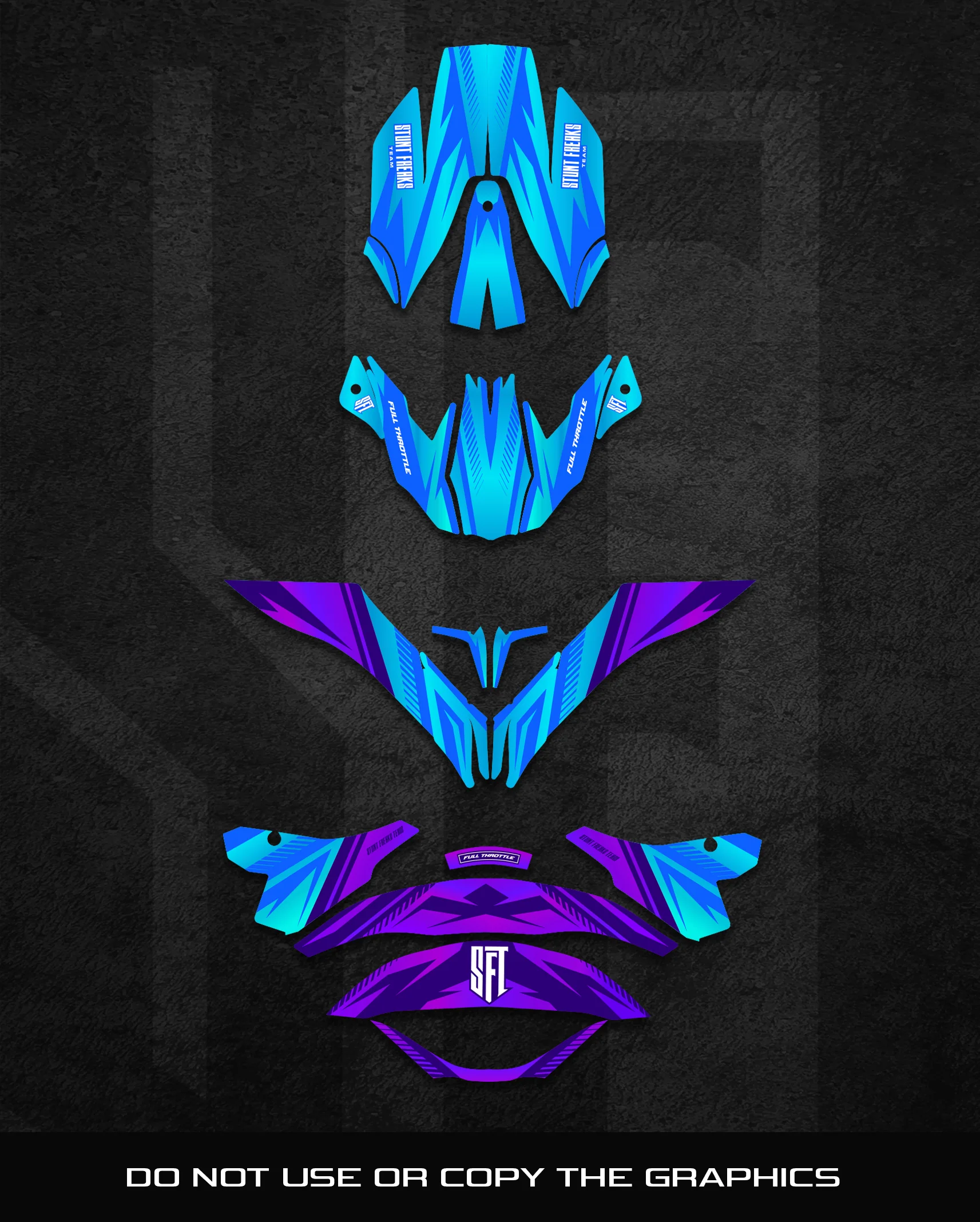 SFT Dual Blue & Purple Helmet Graphics - Image 2