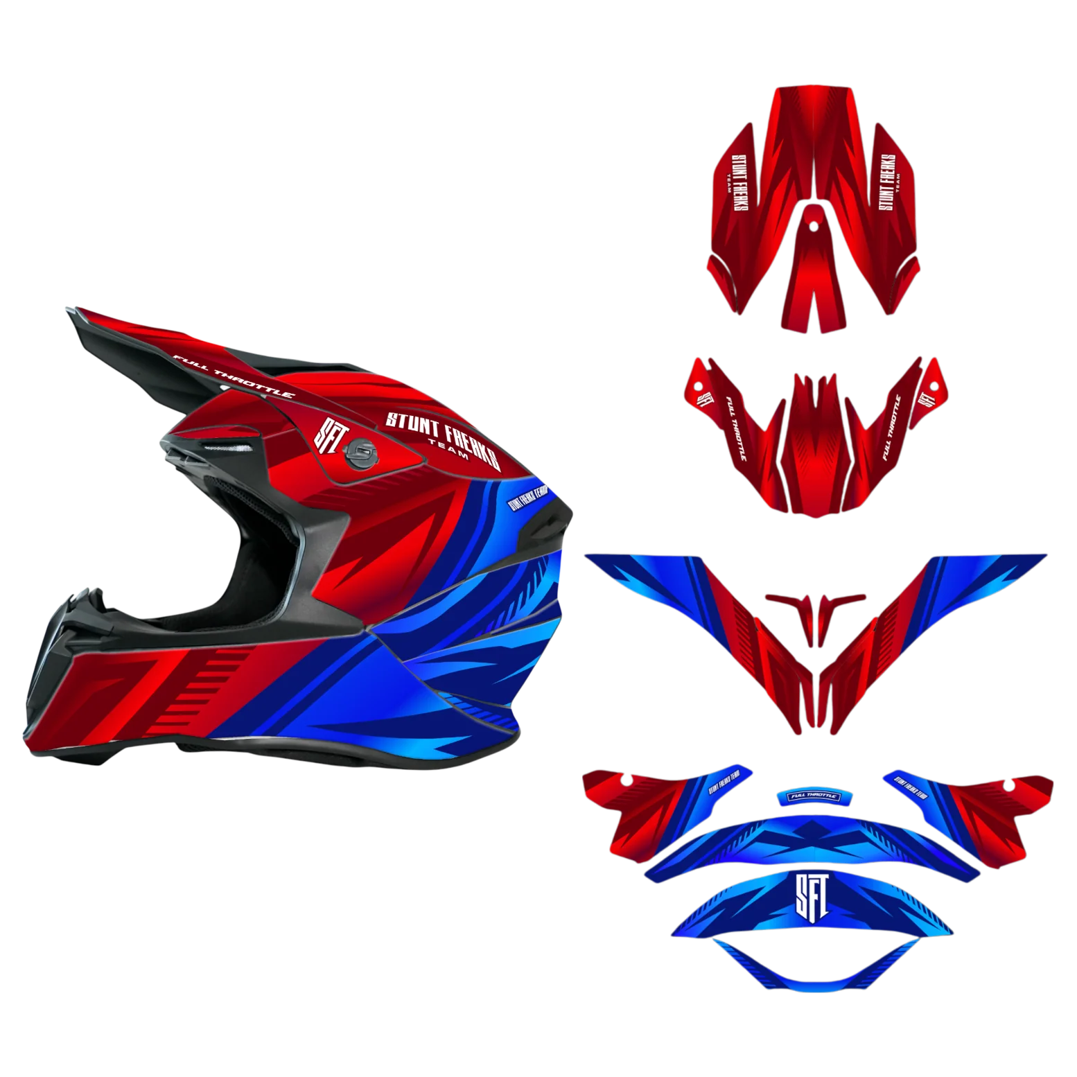 SFT Dual Red & Blue Helmet Graphics