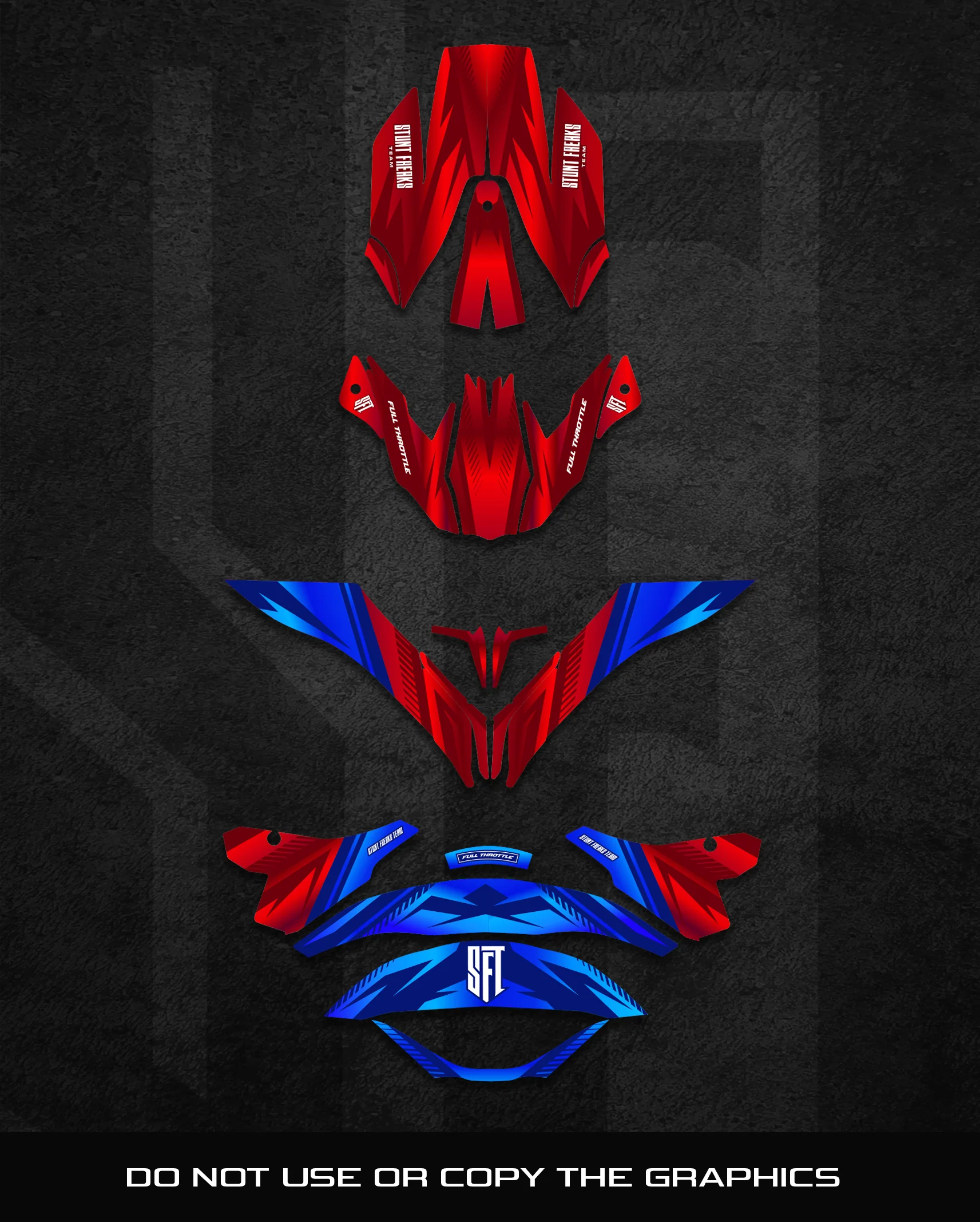 SFT Dual Red & Blue Helmet Graphics - Image 2