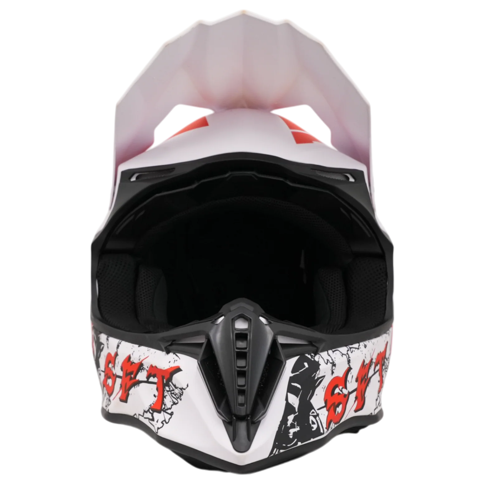 SFT Red and White Motocross Helmet - Image 3