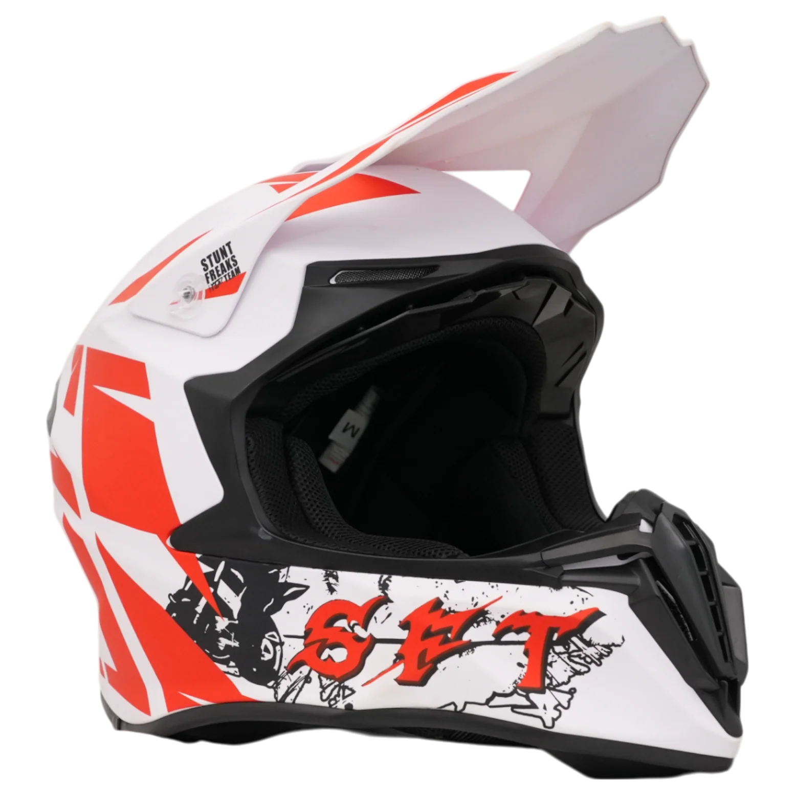 SFT Red and White Motocross Helmet - Image 4
