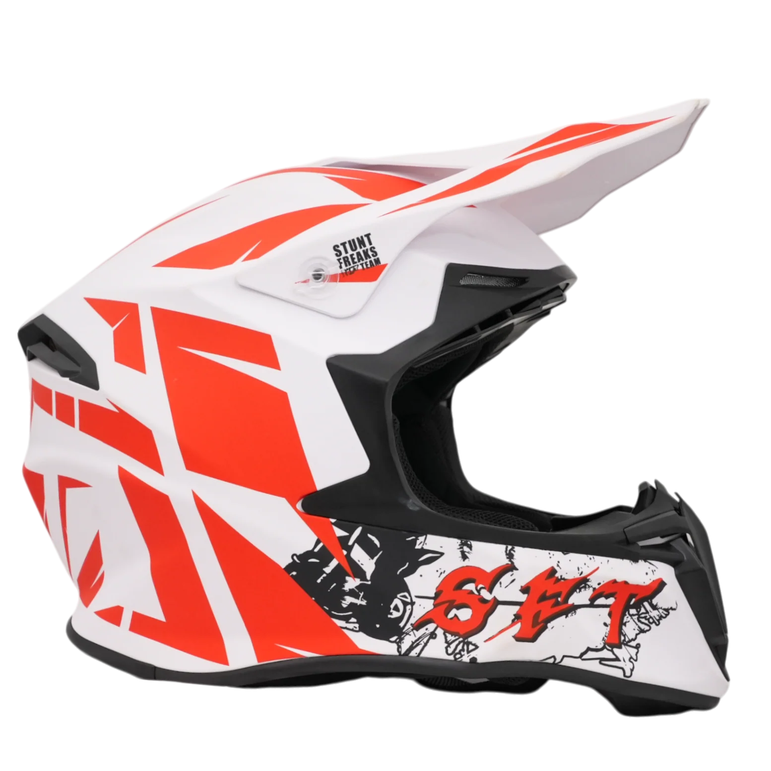 SFT Red and White Motocross Helmet - Image 5