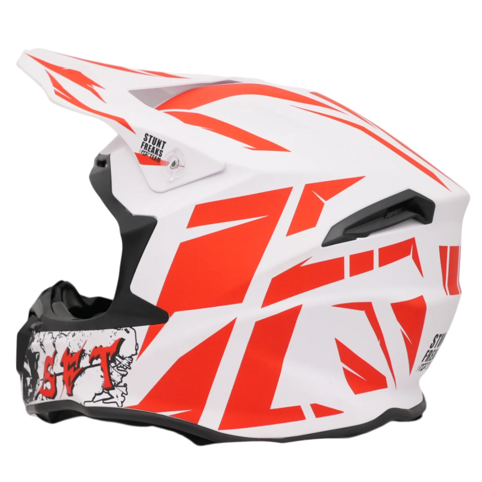 SFT Red and White Motocross Helmet - Image 8
