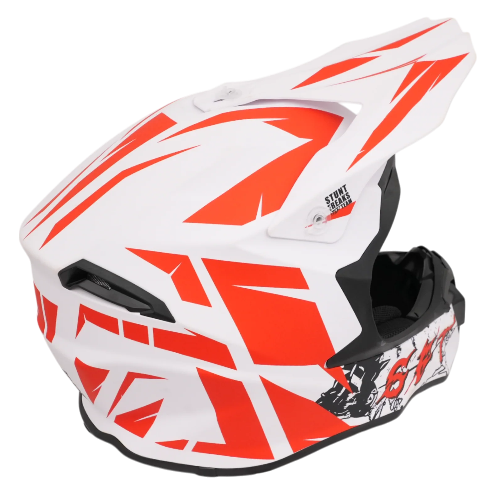 SFT Red and White Motocross Helmet - Image 9
